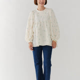 フクレ刺繍ギャザーブラウス