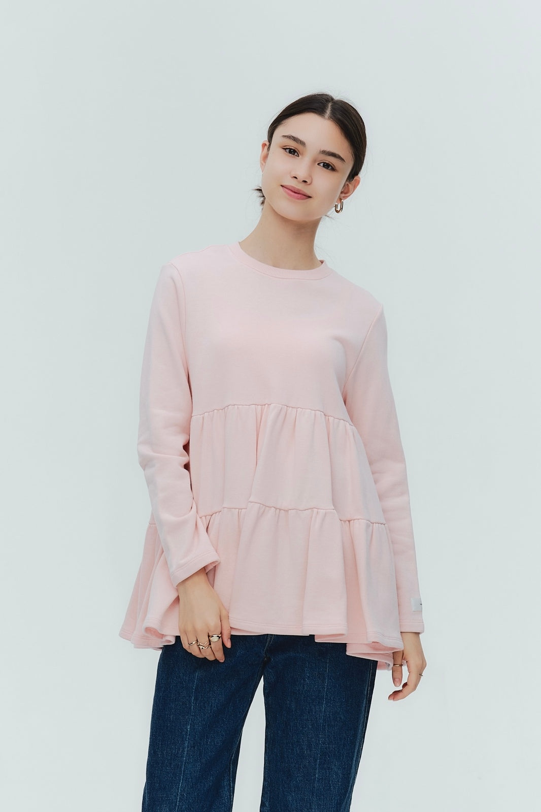 ベーシック裏毛ティアードカットソー