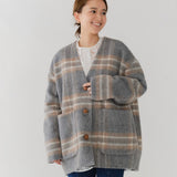 チェックモヘアシャギーコート