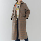 ウールチェックロングコート