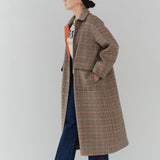 ウールチェックロングコート