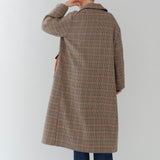 ウールチェックロングコート
