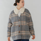 チェックモヘアシャギーコート