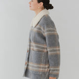 チェックモヘアシャギーコート