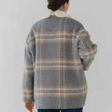 チェックモヘアシャギーコート