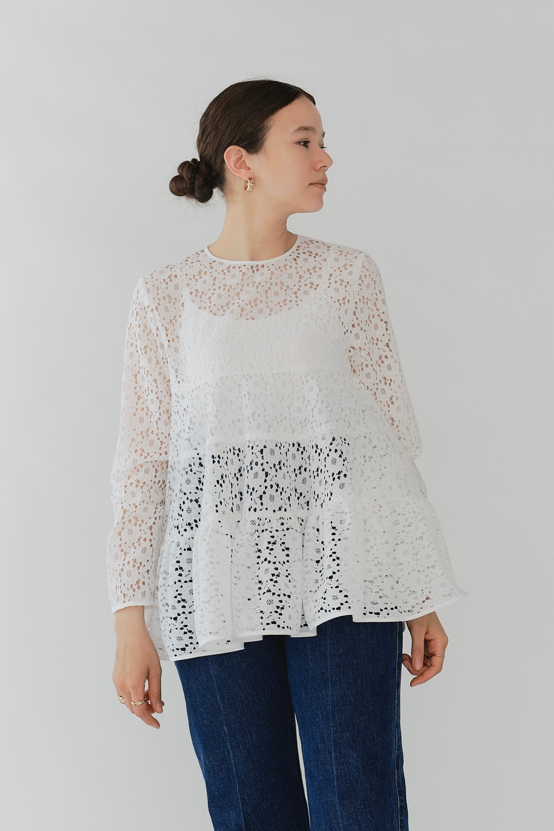 フロッキーレースティアードブラウス