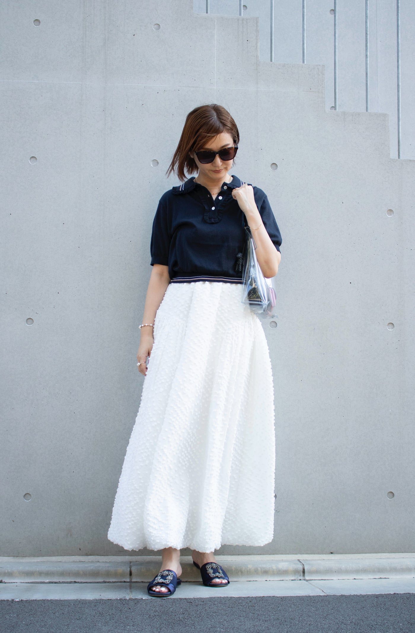 mini frill polo knit