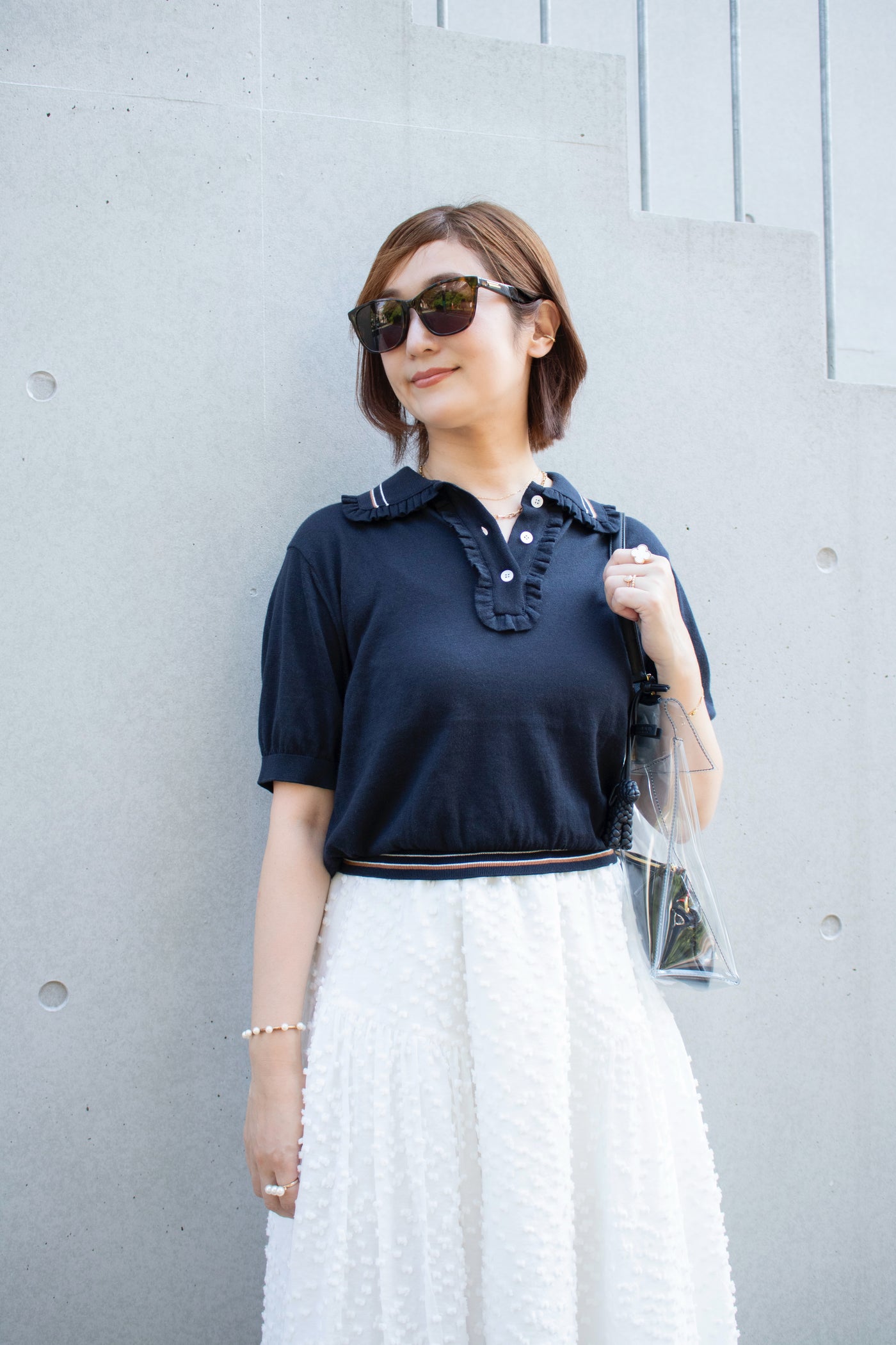 mini frill polo knit
