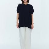 Aラインパフスリーブニット