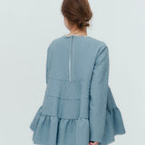 フラワージャガードティアードブラウス