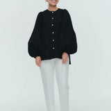 バイカラーギャザーブラウス