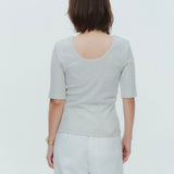 肩パット付きラメハーフスリーブTee