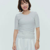 肩パット付きラメハーフスリーブTee