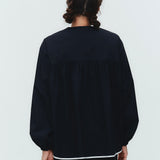 バイカラーギャザーブラウス