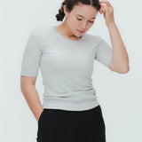 肩パット付きラメハーフスリーブTee