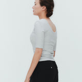 肩パット付きラメハーフスリーブTee