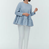 フラワージャガードティアードブラウス