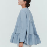 フラワージャガードティアードブラウス