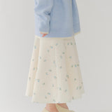 フクレ刺繍フレアスカート