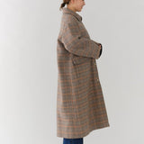 ウールチェックロングコート