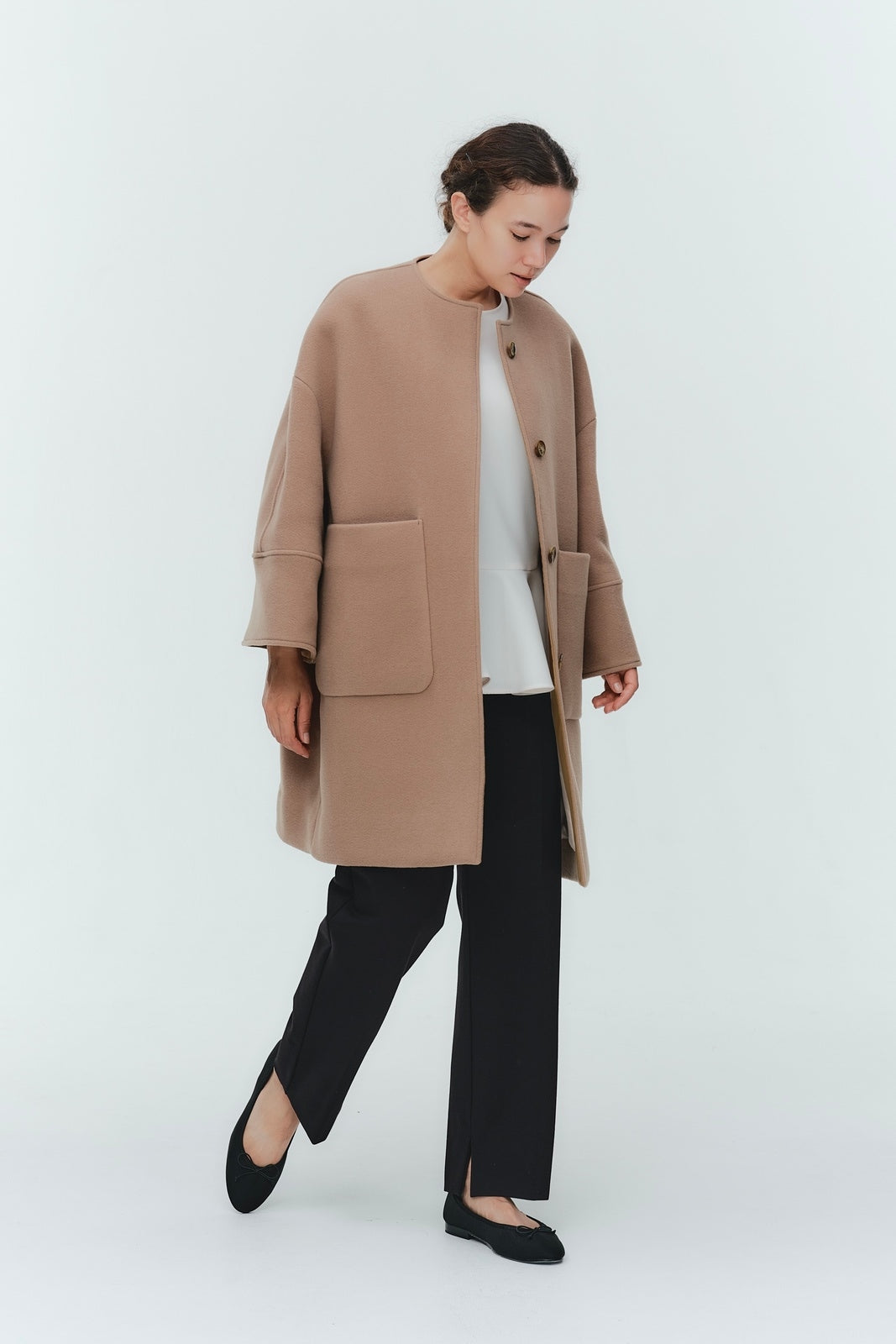 ウールノーカラーコート