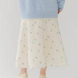 フクレ刺繍フレアスカート