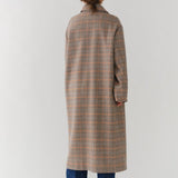 ウールチェックロングコート