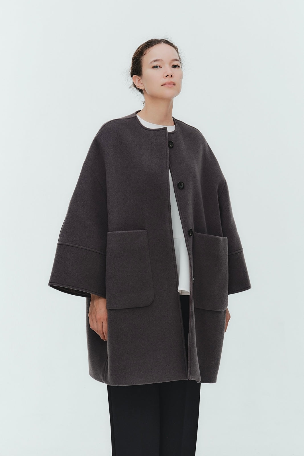 ウールノーカラーコート