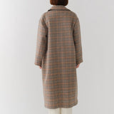 ウールチェックロングコート