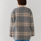 チェックモヘアシャギーコート