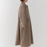ウールチェックロングコート