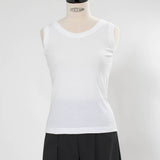 Uネックコットンタンクトップ