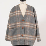 チェックモヘアシャギーコート