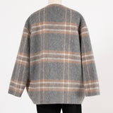 チェックモヘアシャギーコート