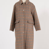 ウールチェックロングコート