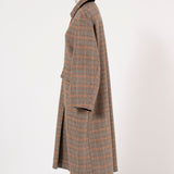 ウールチェックロングコート