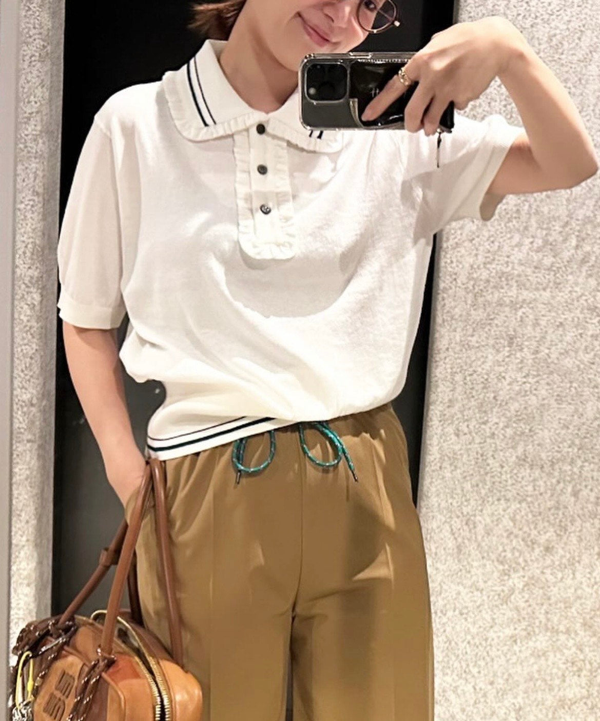 mini frill polo knit