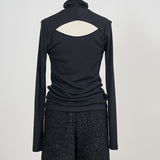 バックオープンタートルカットソー