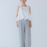 ウエストリボンダブルタックパンツ