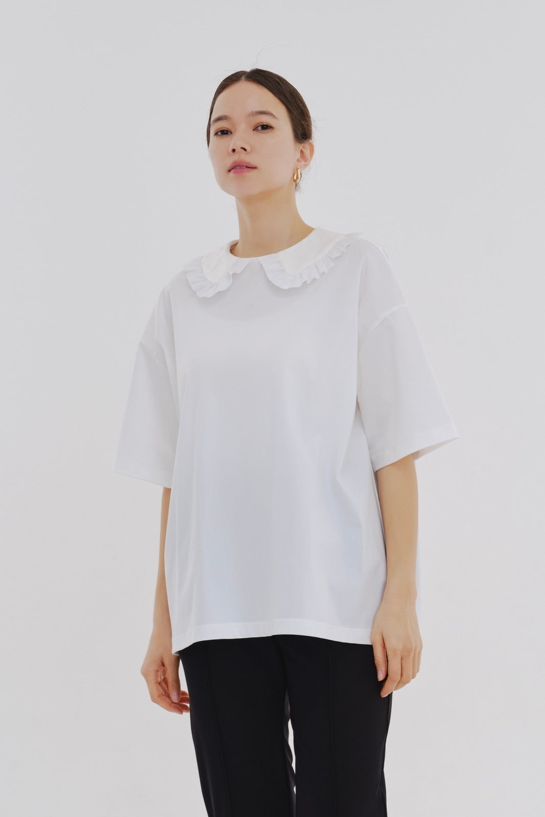 フロッキードット丸襟Tee – yori shirocon