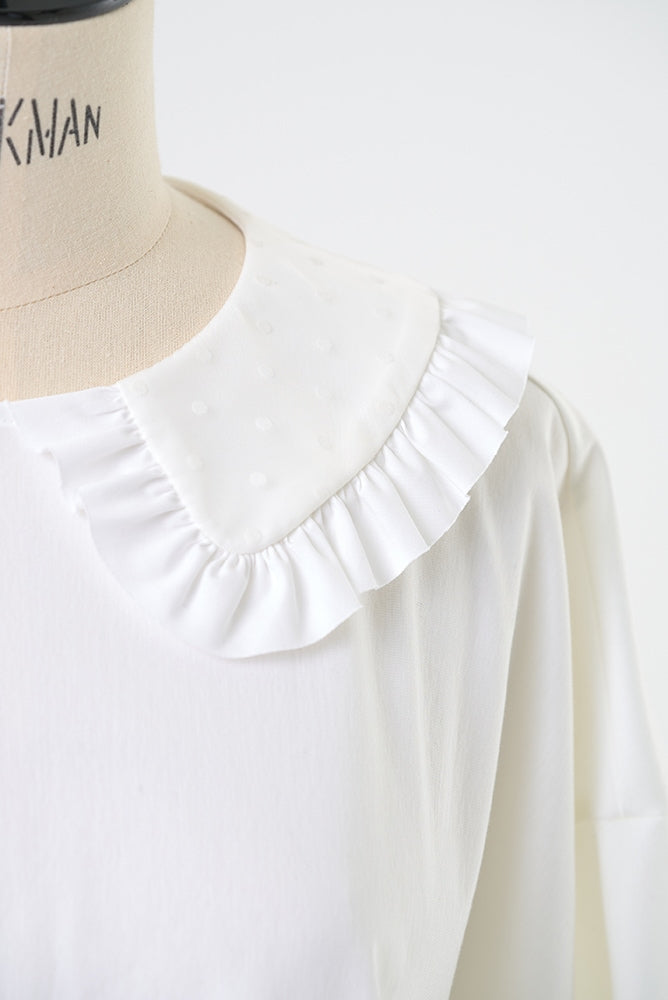yori フロッキードット丸襟Tee フロッキードット丸襟Tee – yori shirocon